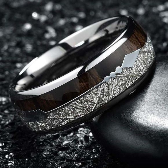 Hunter Koa Wood Tungsten Carbine Men's Ring - Picture 2 of 9